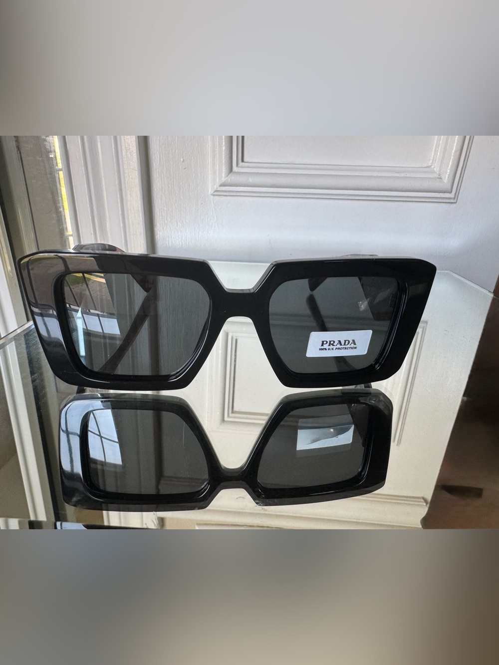 Prada Black Oversized Geometric Square Sunglasses